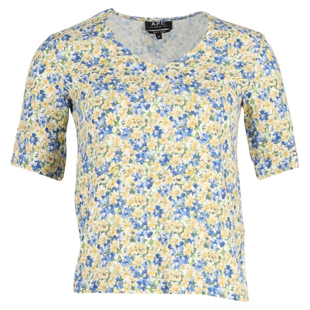 A.P.C. V-Neck Blouse in Multicolor Floral Print Viscose